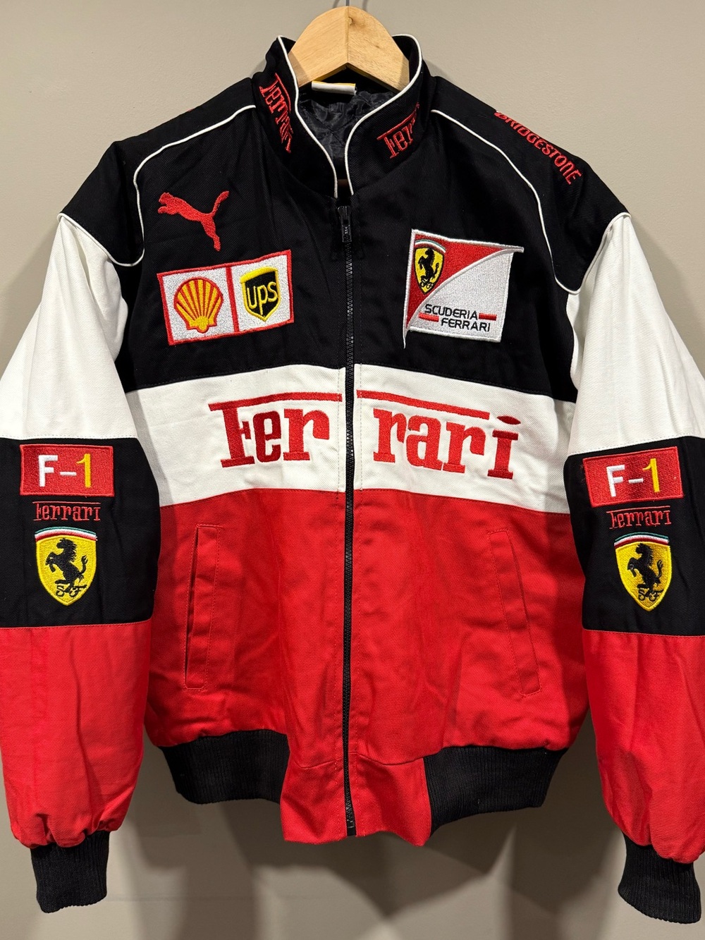 Scuderia Ferrari inspired f1 Racing Bomber denim embroidered jacket fits Large